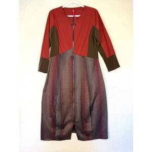 IC Collection Dress Womens L Red Midi Art to Wear Avant Gard Maximalist